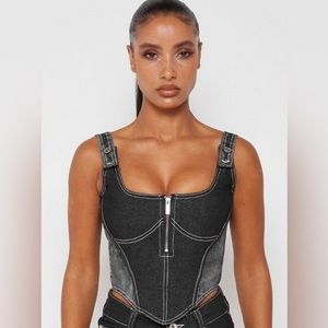 Manière De Voir Denim corset top